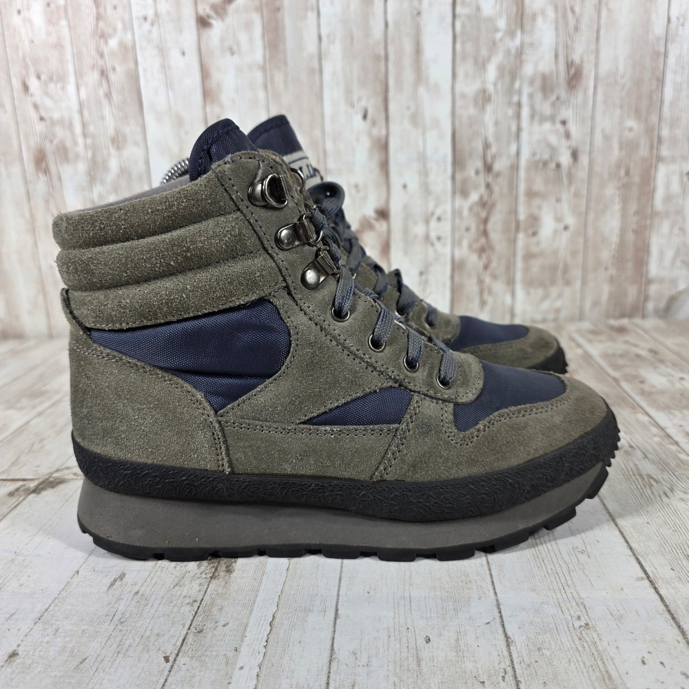 LL Bean Womens 7 M Grey Navy Suede Nylon Thinsulate Hiking Boots D892